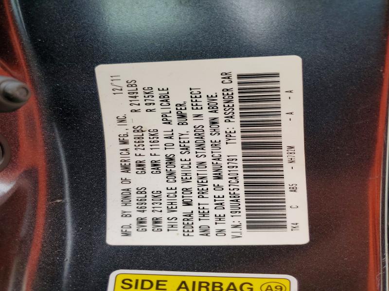55750416 :رقم المزاد ، 19UUA8F57CA019791 vin ، 2012 Acura Tl مزاد بيع