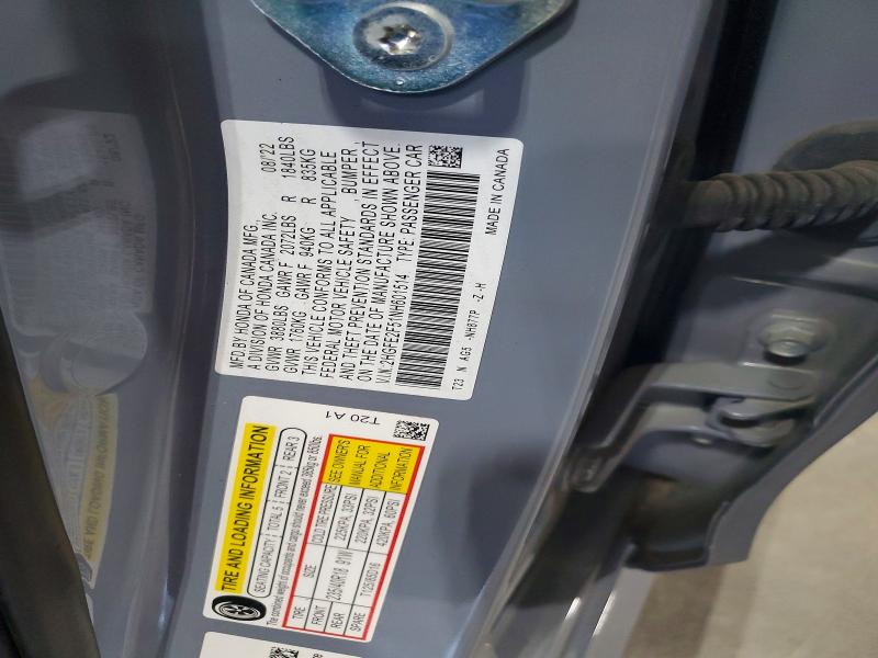 Продажа на аукционе авто 2022 Honda Civic, vin: 2HGFE2F51NH601514, номер лота: 56236376