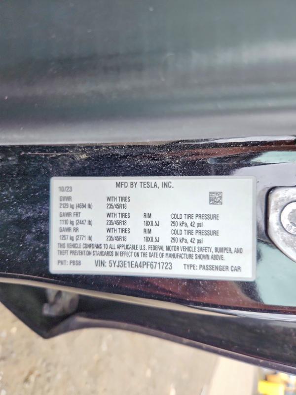 Продажа на аукционе авто 2023 Tesla Model 3, vin: 5YJ3E1EA4PF671723, номер лота: 55488406