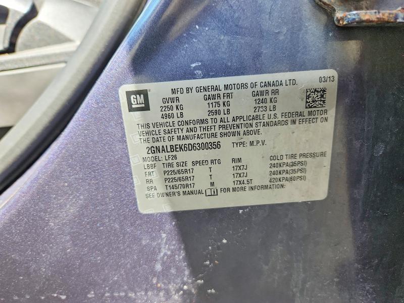Aukcja sprzedaży 2013 Chevrolet Equinox, vin: 2GNALBEK6D6300356, numer aukcji: 56806116