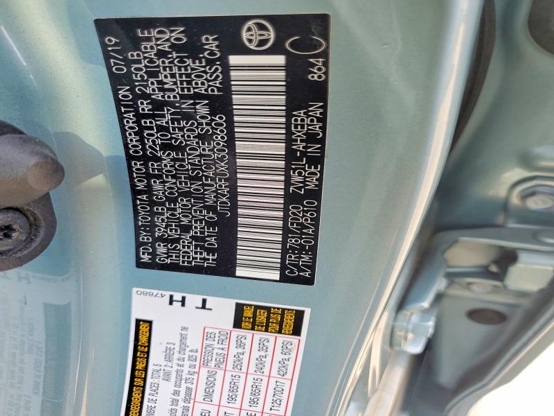 Продажа на аукционе авто 2019 Toyota Prius, vin: JTDKARFUXK3098606, номер лота: 55419436