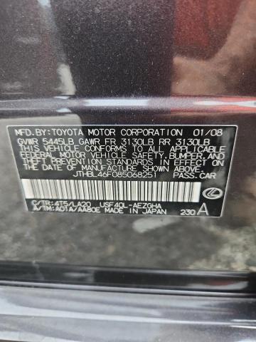 55324686 :رقم المزاد ، JTHBL46F085068251 vin ، 2008 Lexus Ls مزاد بيع