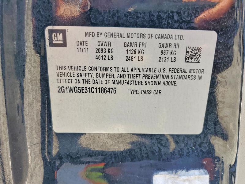 59108026 :رقم المزاد ، 2G1WG5E31C1186476 vin ، 2012 Chevrolet Impala مزاد بيع