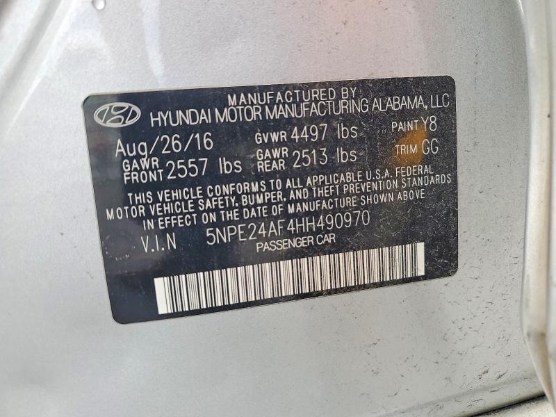 2017 Hyundai Sonata მანქანა იყიდება აუქციონზე, vin: 5NPE24AF4HH490970, აუქციონის ნომერი: 55681906