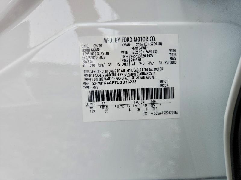 Продажа на аукционе авто 2020 Ford Edge, vin: 2FMPK4AP7LBB16225, номер лота: 56132546