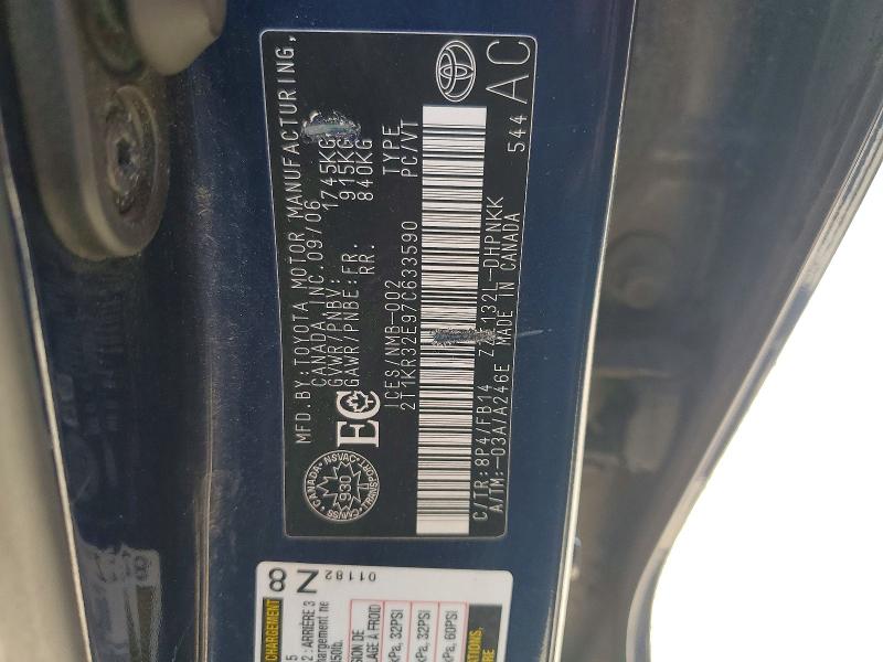 Aukcja sprzedaży 2007 Toyota Corolla Matrix, vin: 2T1KR32E97C633590, numer aukcji: 57537626