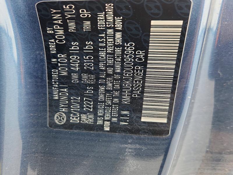 59154456 :رقم المزاد ، KMHHU6KJ6DU095965 vin ، 2013 Hyundai Genesis Coupe مزاد بيع