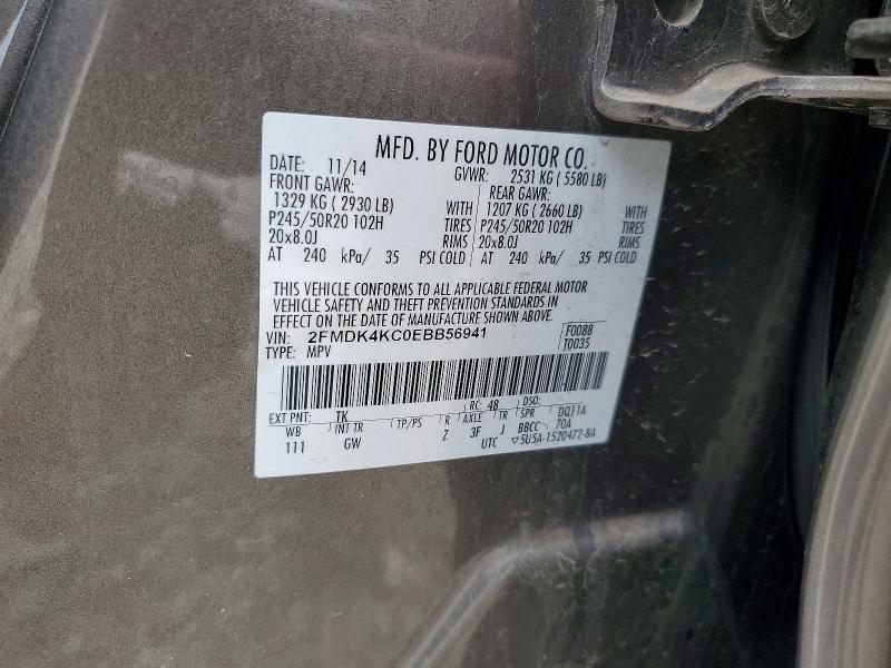 Aukcja sprzedaży 2014 Ford Edge, vin: 2FMDK4KC0EBB56941, numer aukcji: 57732966