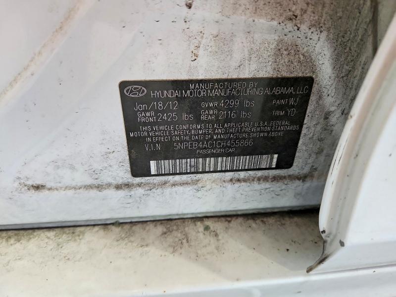 Продаж на аукціоні авто 2012 Hyundai Sonata, vin: 5NPEB4AC1CH455866, номер лоту: 55750606