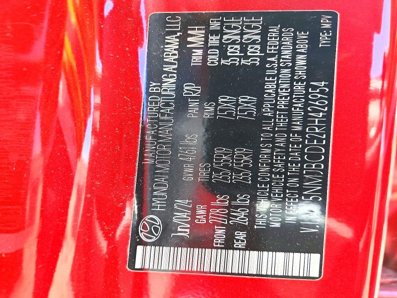 Продаж на аукціоні авто 2024 Hyundai Tucson, vin: 5NMJBCDE2RH426954, номер лоту: 58917166