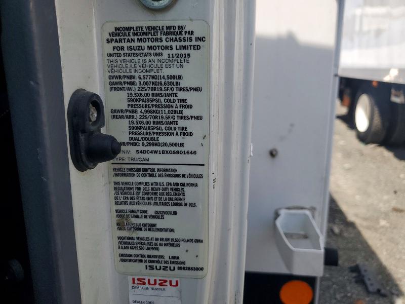 58423526 :رقم المزاد ، 54DC4W1BXGS801646 vin ، 2016 Isuzu Npr Hd مزاد بيع
