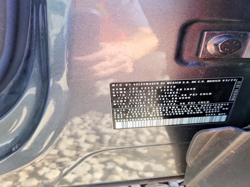 2022 Volkswagen Taos მანქანა იყიდება აუქციონზე, vin: 3VVDX7B20NM059575, აუქციონის ნომერი: 59251816