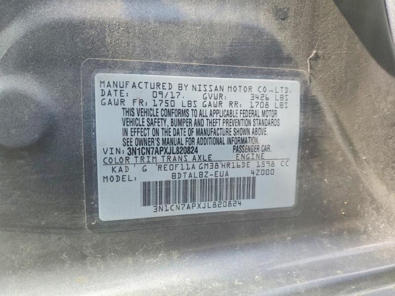 Aukcja sprzedaży 2018 Nissan Versa, vin: 3N1CN7APXJL820824, numer aukcji: 59067696