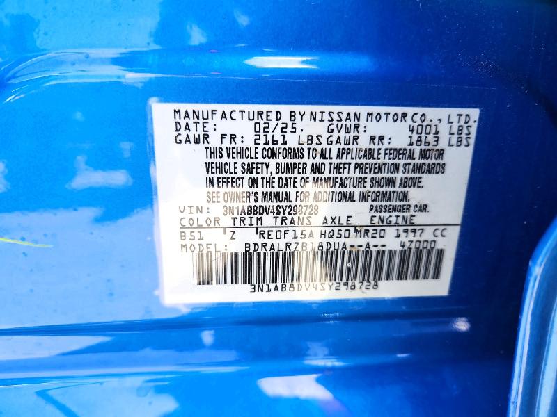 Aukcja sprzedaży 2025 Nissan Sentra, vin: 3N1AB8DV4SY298728, numer aukcji: 57271456