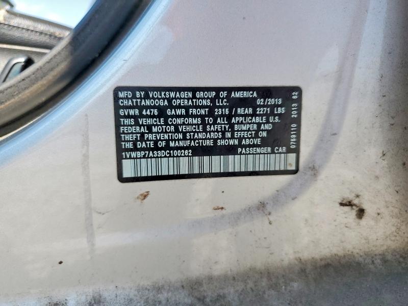 Aukcja sprzedaży 2013 Volkswagen Passat, vin: 1VWBP7A33DC100262, numer aukcji: 58326566