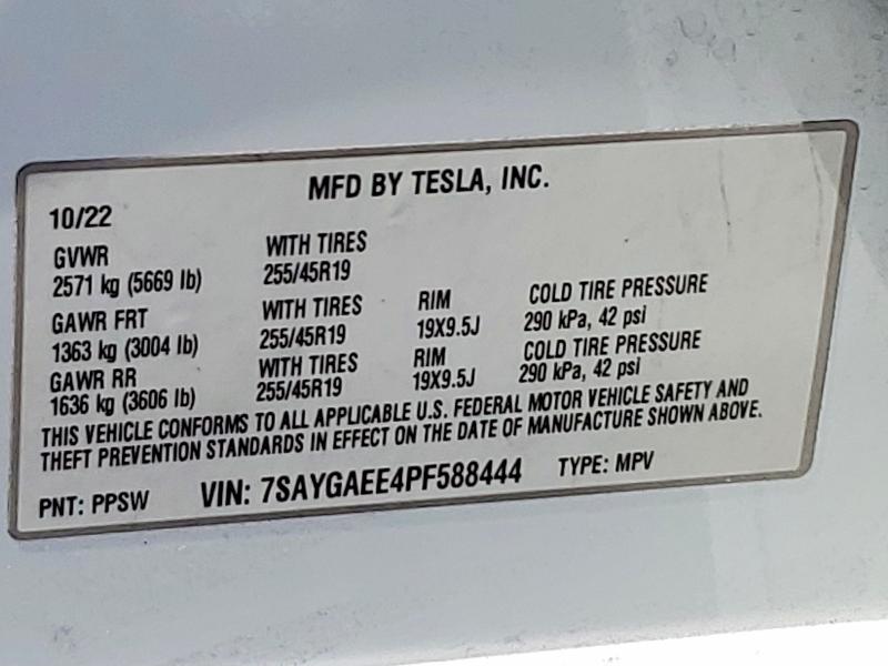 58480796 :رقم المزاد ، 7SAYGAEE4PF588444 vin ، 2023 Tesla Model Y مزاد بيع