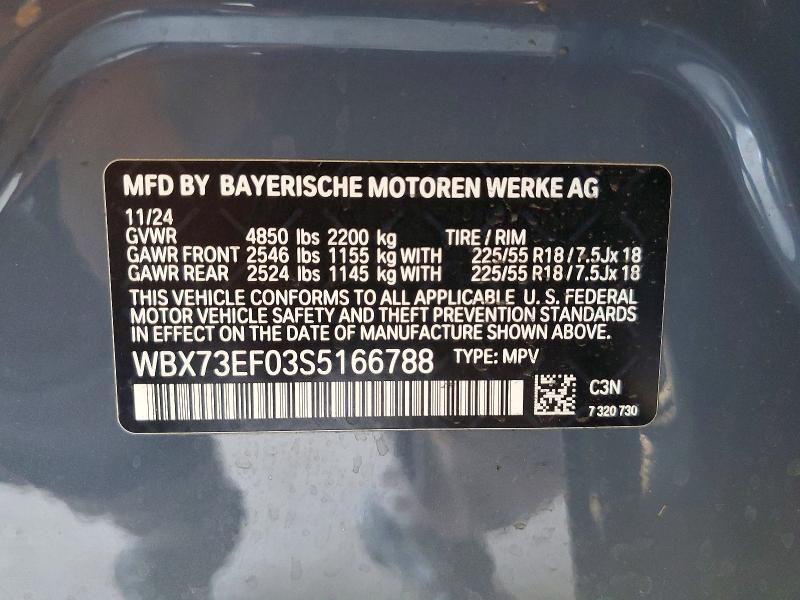 2025 Bmw X1 მანქანა იყიდება აუქციონზე, vin: WBX73EF03S5166788, აუქციონის ნომერი: 57893966
