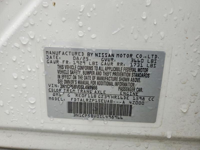 2025 Nissan Kicks Play მანქანა იყიდება აუქციონზე, vin: 3N1CP5BV0SL498966, აუქციონის ნომერი: 56604946