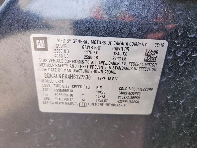 Aukcja sprzedaży 2017 Gmc Terrain, vin: 2GKALNEK4H6127330, numer aukcji: 55329626