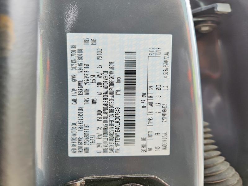 Aukcja sprzedaży 2020 Ford F150, vin: 1FTEW1E40LKD07649, numer aukcji: 58082606