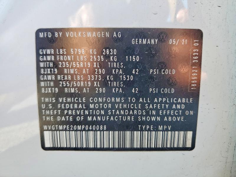 Продажа на аукционе авто 2021 Volkswagen Id.4, vin: WVGTMPE20MP040088, номер лота: 57930936