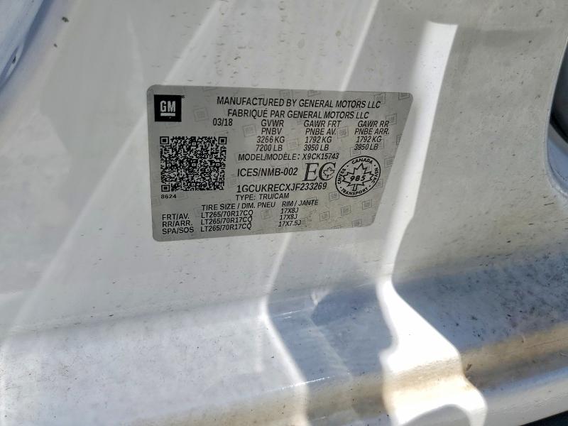 Продажа на аукционе авто 2018 Chevrolet Silverado, vin: 1GCUKRECXJF233269, номер лота: 55574126