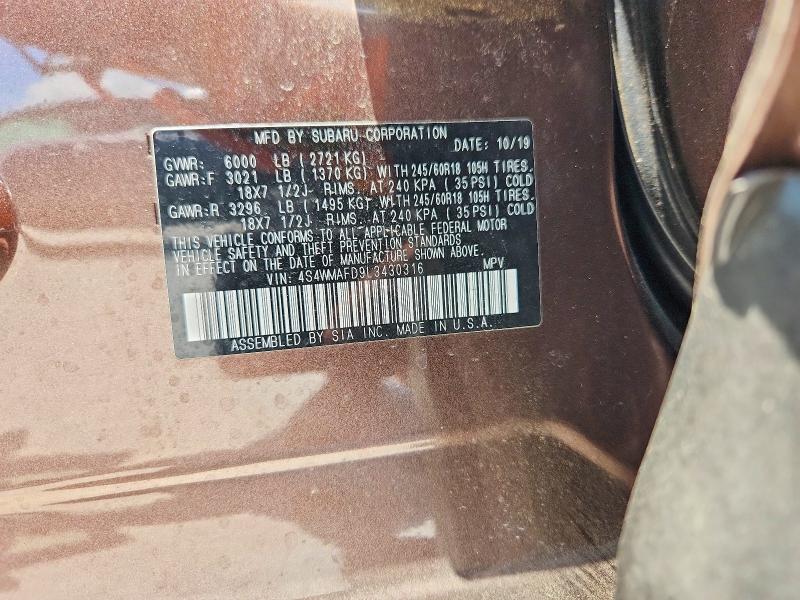 Продажа на аукционе авто 2020 Subaru Ascent, vin: 4S4WMAFD9L3430316, номер лота: 57436706