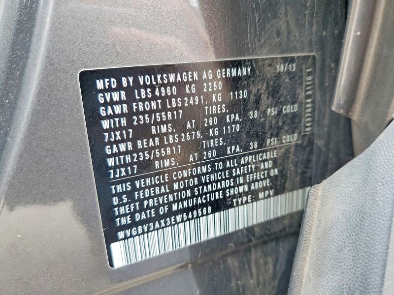 57031586 :رقم المزاد ، WVGBV3AX3EW549568 vin ، 2014 Volkswagen Tiguan مزاد بيع
