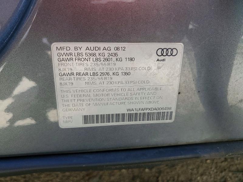 57329246 :رقم المزاد ، WA1LFAFPXDA006498 vin ، 2013 Audi Q5 مزاد بيع
