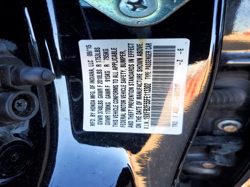 55941706 :رقم المزاد ، 19XFB2F55FE113302 vin ، 2015 Honda Civic مزاد بيع
