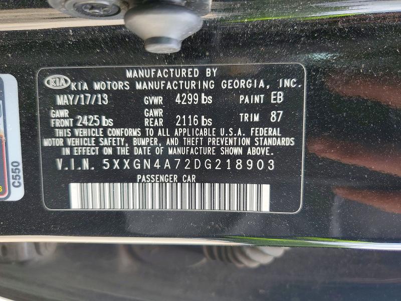 Продажа на аукционе авто 2013 Kia Optima, vin: 5XXGN4A72DG218903, номер лота: 58806776