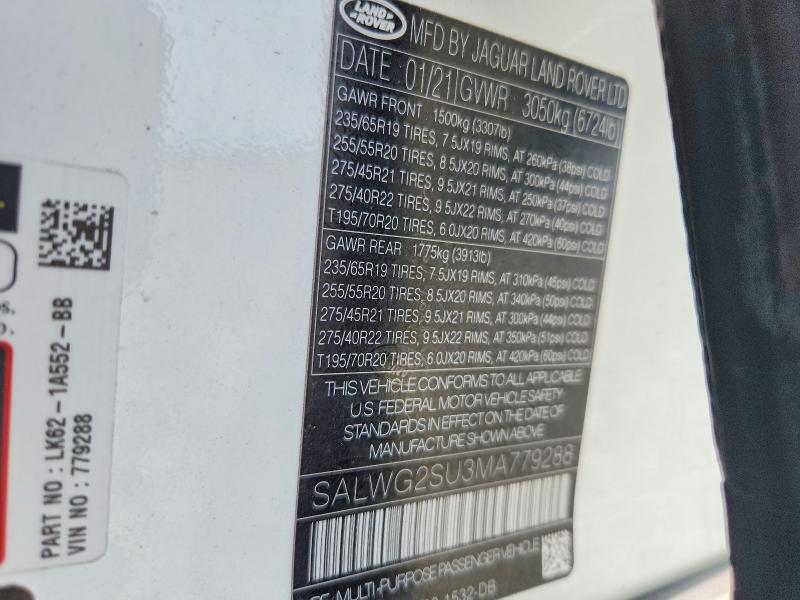 Продаж на аукціоні авто 2021 Land Rover Range Rover Sport, vin: SALWG2SU3MA779288, номер лоту: 56393636