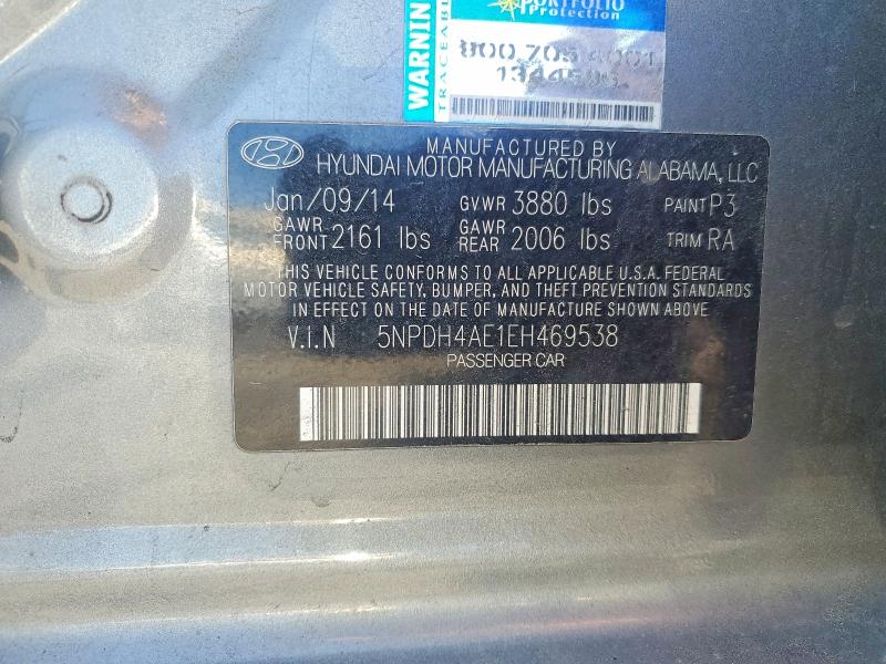 56505166 :رقم المزاد ، 5NPDH4AE1EH469538 vin ، 2014 Hyundai Elantra مزاد بيع
