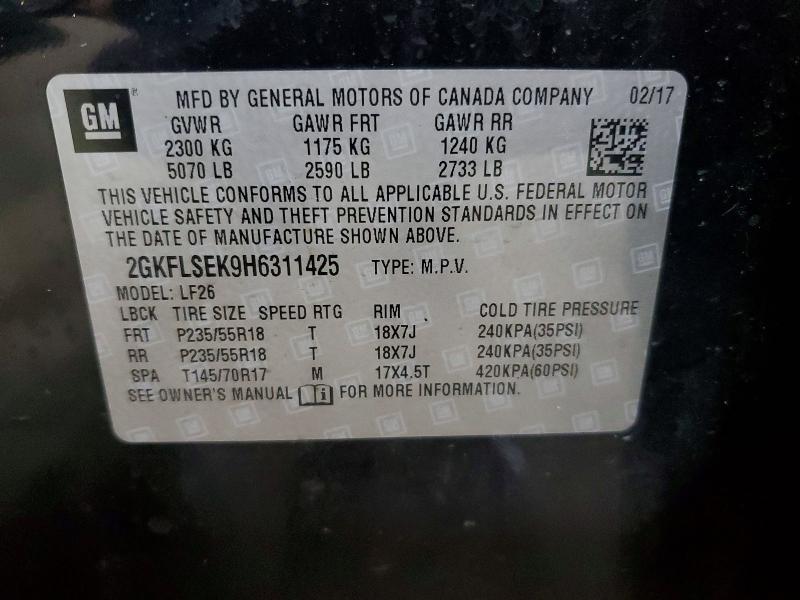 Aukcja sprzedaży 2017 Gmc Terrain, vin: 2GKFLSEK9H6311425, numer aukcji: 55199426
