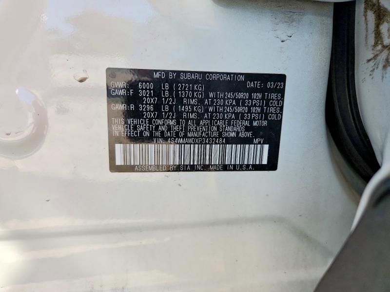 2023 Subaru Ascent მანქანა იყიდება აუქციონზე, vin: 4S4WMAWDXP3432484, აუქციონის ნომერი: 57072076
