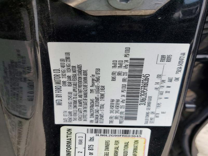 56367536 :رقم المزاد ، 3LN6L2G95FR603645 vin ، 2015 Lincoln Mkz مزاد بيع