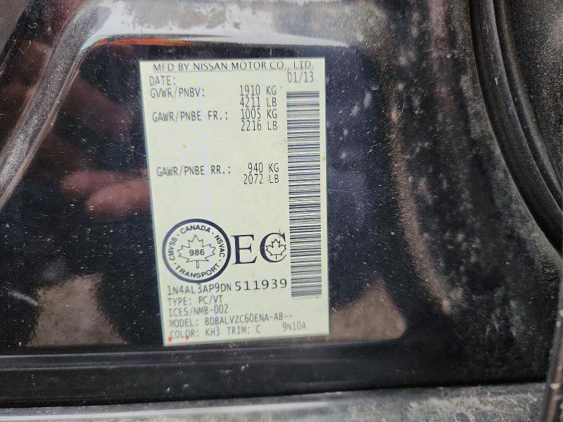 56041556 :رقم المزاد ، 1N4AL3AP9DN511939 vin ، 2013 Nissan Altima مزاد بيع