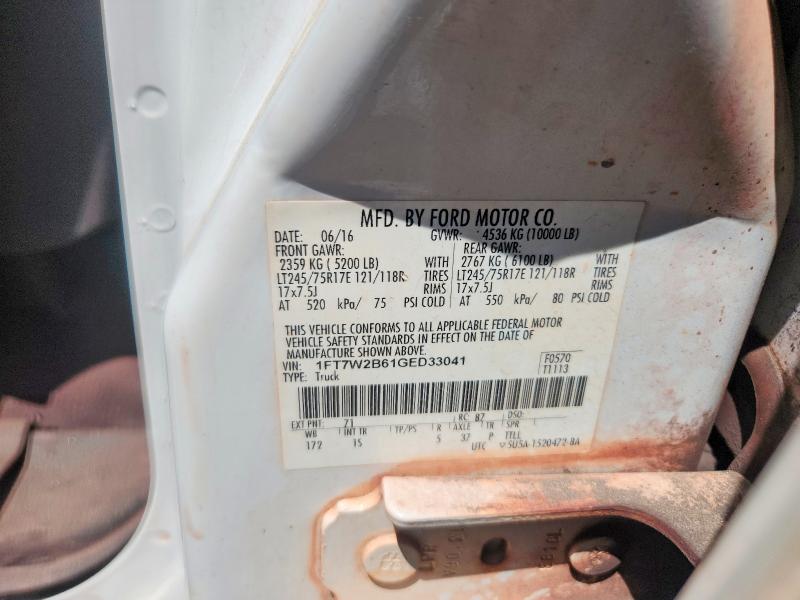 2016 Ford F250 მანქანა იყიდება აუქციონზე, vin: 1FT7W2B61GED33041, აუქციონის ნომერი: 57618196