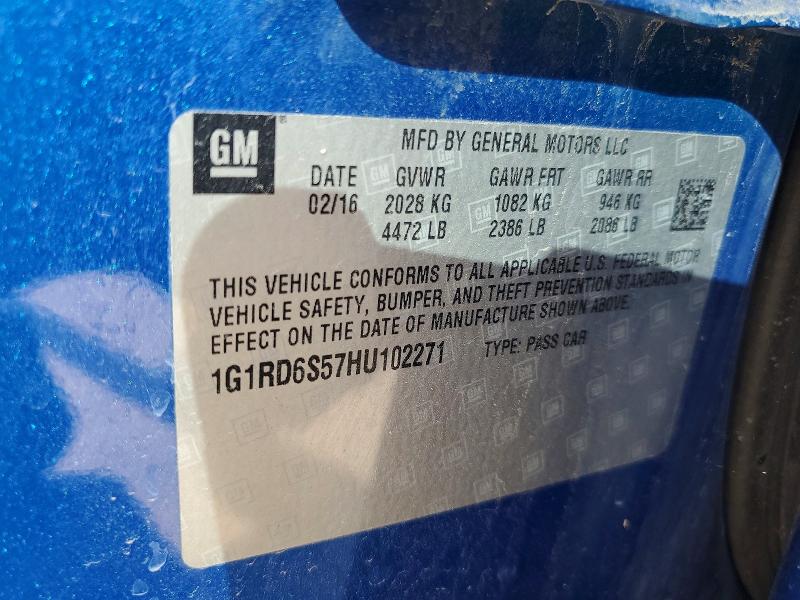 2017 Chevrolet Volt მანქანა იყიდება აუქციონზე, vin: 1G1RD6S57HU102271, აუქციონის ნომერი: 55750796