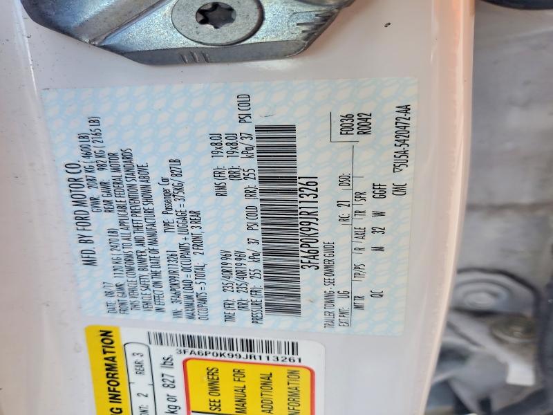 56174246 :رقم المزاد ، 3FA6P0K99JR113261 vin ، 2018 Ford Fusion مزاد بيع