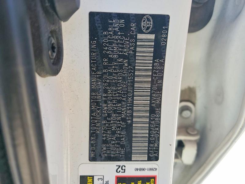 Продаж на аукціоні авто 2018 Toyota Camry, vin: 4T1B11HK0JU115527, номер лоту: 56147746