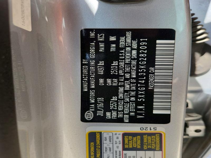 2019 Kia Optima მანქანა იყიდება აუქციონზე, vin: 5XXGT4L35KG282091, აუქციონის ნომერი: 57200016