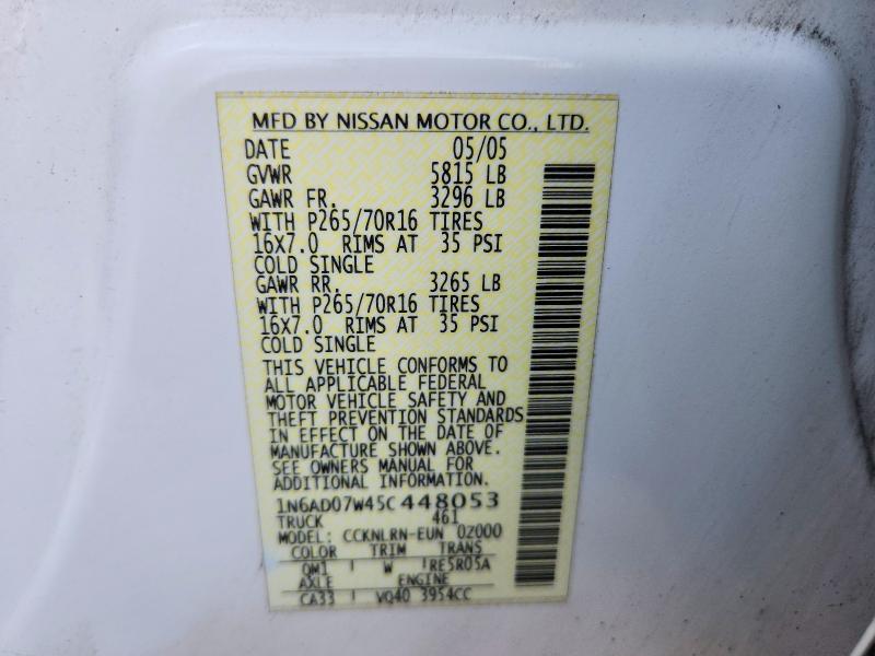 Aukcja sprzedaży 2005 Nissan Frontier, vin: 1N6AD07W45C448053, numer aukcji: 58935386