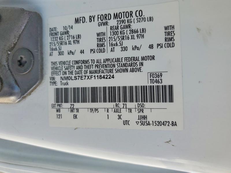 2015 Ford Transit Connect მანქანა იყიდება აუქციონზე, vin: NM0LS7E7XF1184224, აუქციონის ნომერი: 57958396