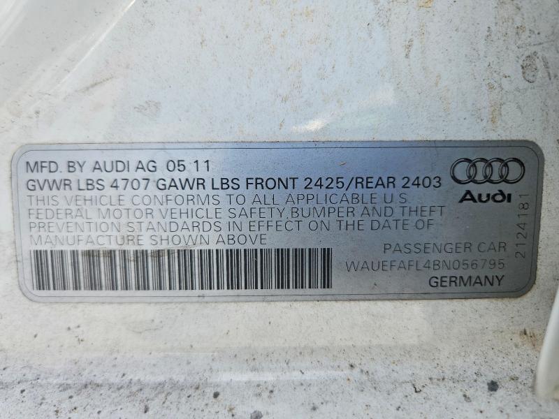 Aukcja sprzedaży 2011 Audi A4, vin: WAUEFAFL4BN056795, numer aukcji: 57409346
