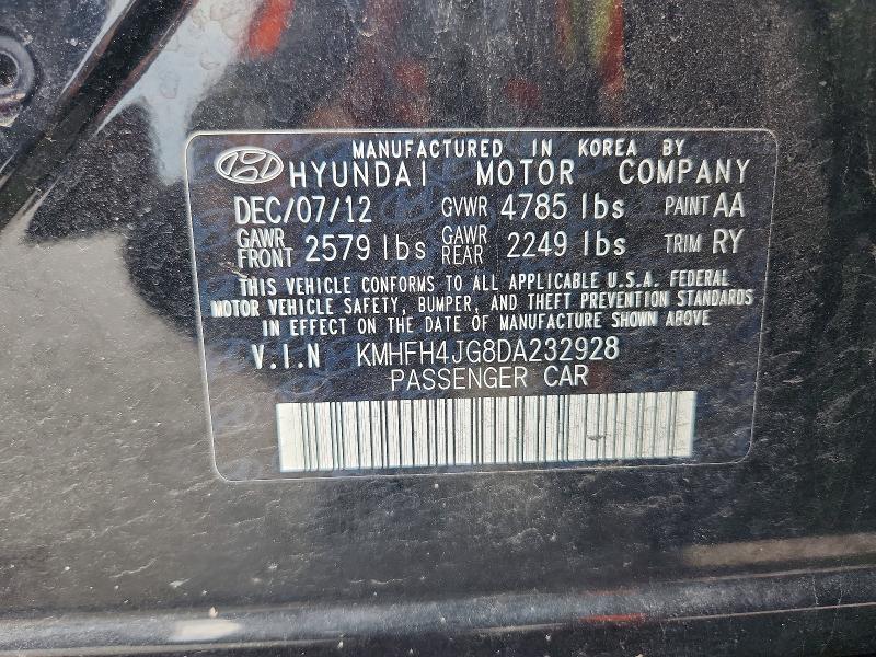 2013 Hyundai Azera მანქანა იყიდება აუქციონზე, vin: KMHFH4JG8DA232928, აუქციონის ნომერი: 58837956