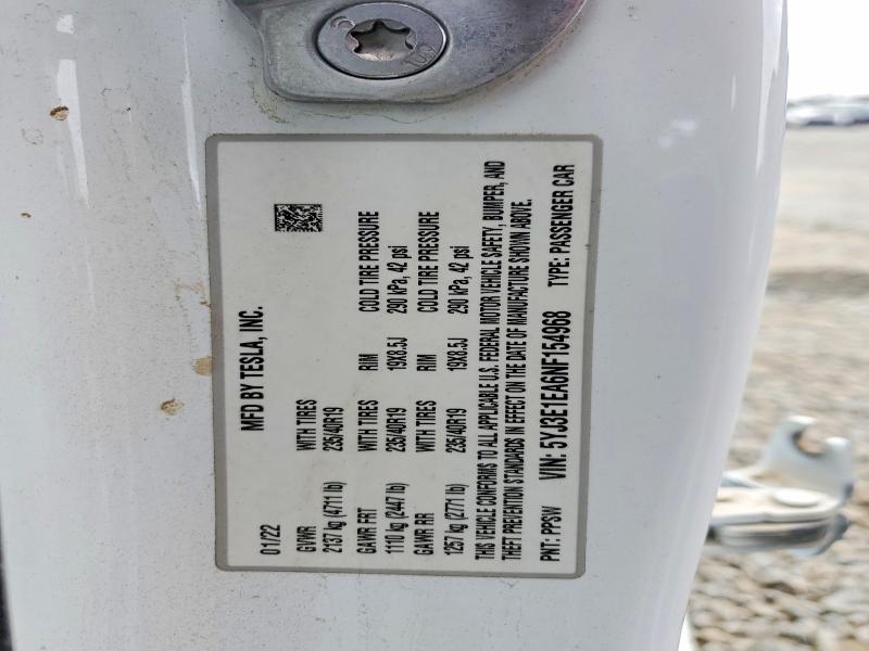 Aukcja sprzedaży 2022 Tesla Model 3, vin: 5YJ3E1EA6NF154968, numer aukcji: 57087046
