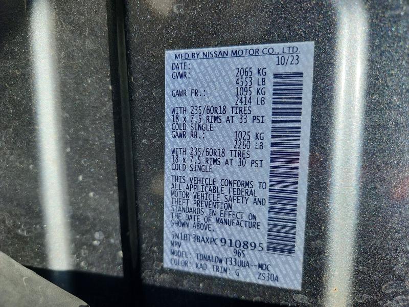58100976 :رقم المزاد ، 5N1BT3BAXPC910895 vin ، 2023 Nissan Rogue مزاد بيع