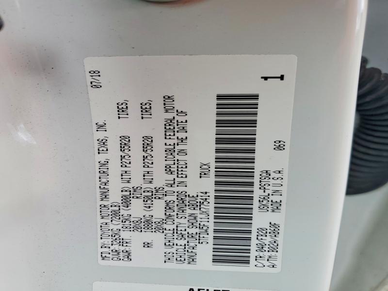 55428336 :رقم المزاد ، 5TFDW5F11JX775414 vin ، 2018 Toyota Tundra مزاد بيع