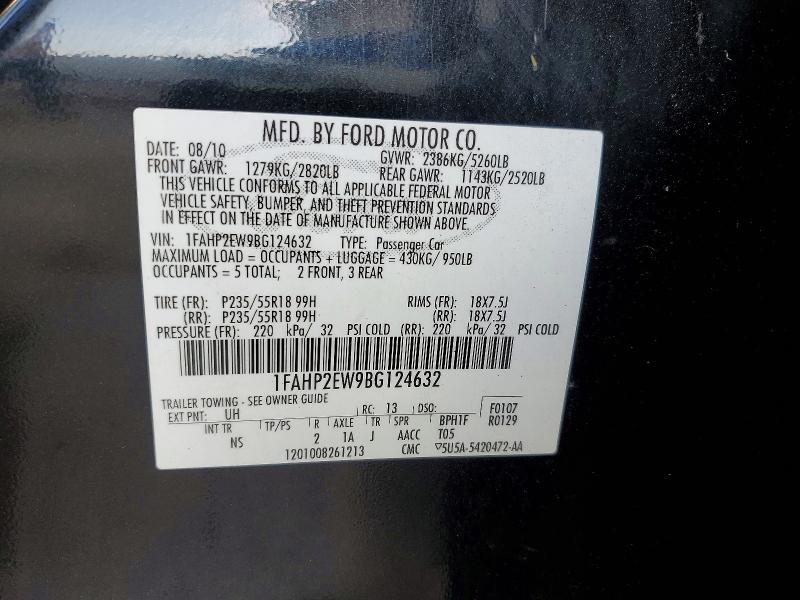 57876856 :رقم المزاد ، 1FAHP2EW9BG124632 vin ، 2011 Ford Taurus مزاد بيع